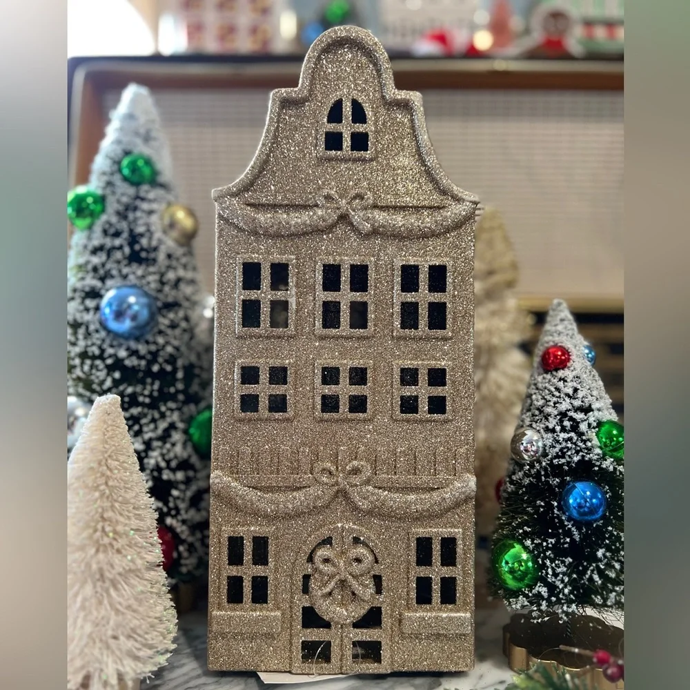 ✨NEW⚜️Target Wondershop Gold Glitter Christmas Village Building🎄